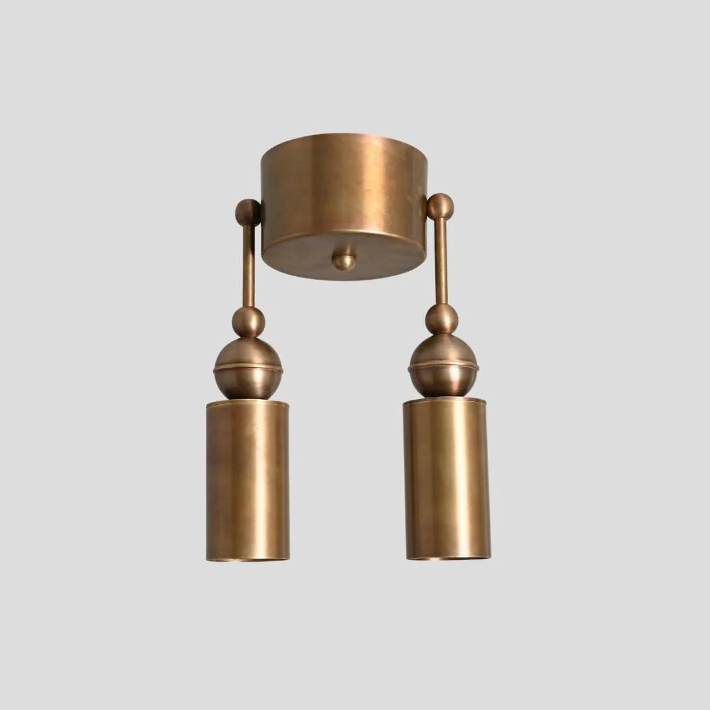Double Brass Ceiling Light - 1950s Pendant Wall Sconce - Image 3