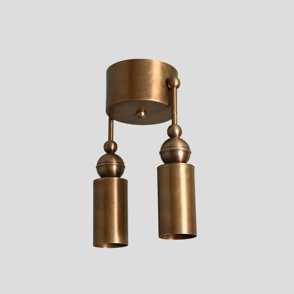 Double Brass Ceiling Light - 1950s Pendant Wall Sconce - Image 4
