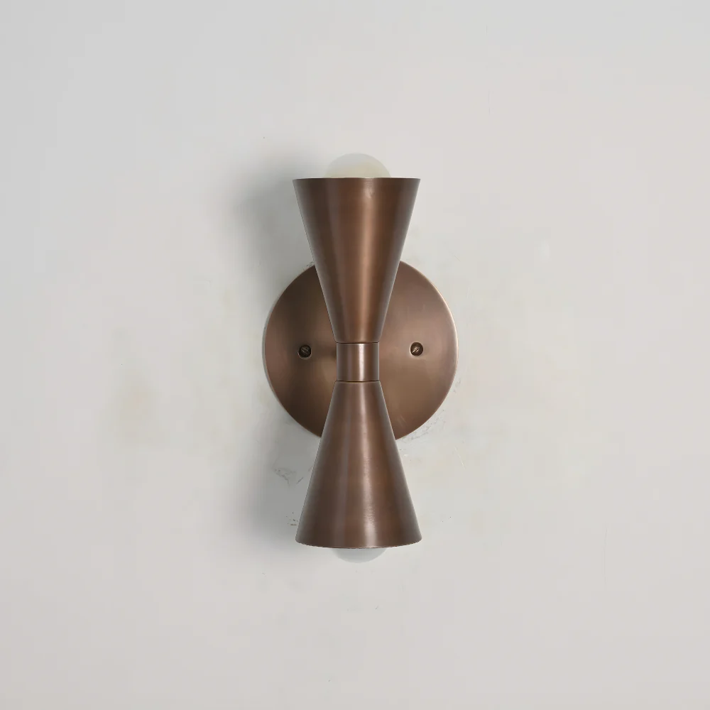 Dual Cone Brass Wall Lamp - Double Minimalist Globe Sconce