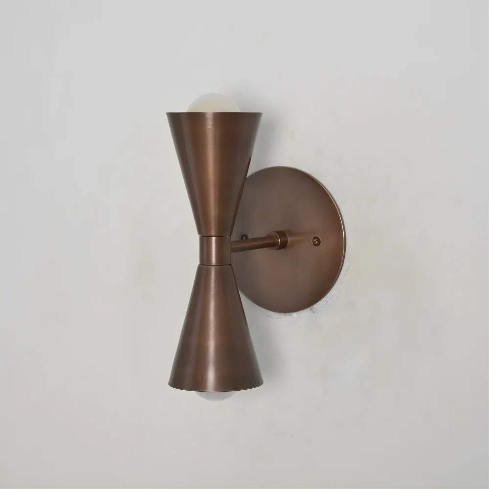 Dual Cone Brass Wall Lamp - Double Minimalist Globe Sconce - Image 6