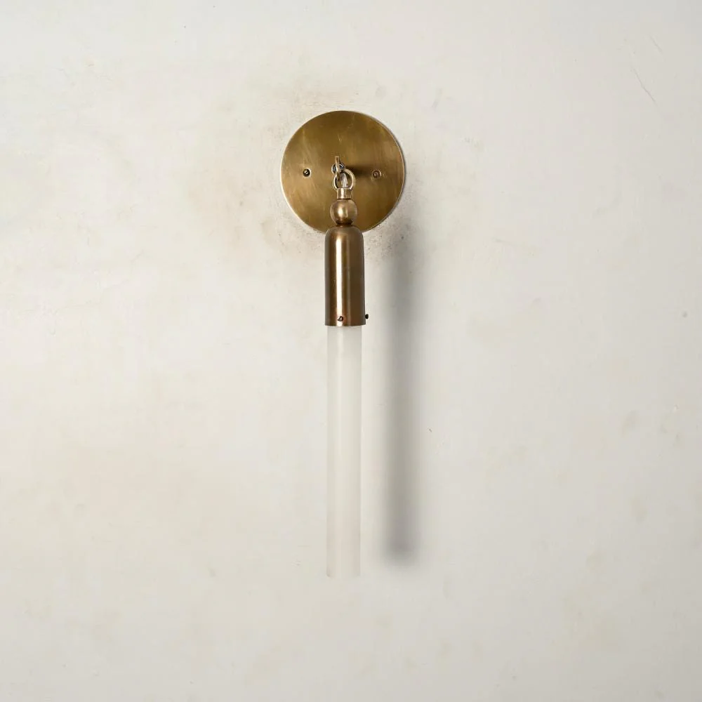 Glass Tube Wall Sconce - Antique Brass Cylinder Glass Sconce - Image 4