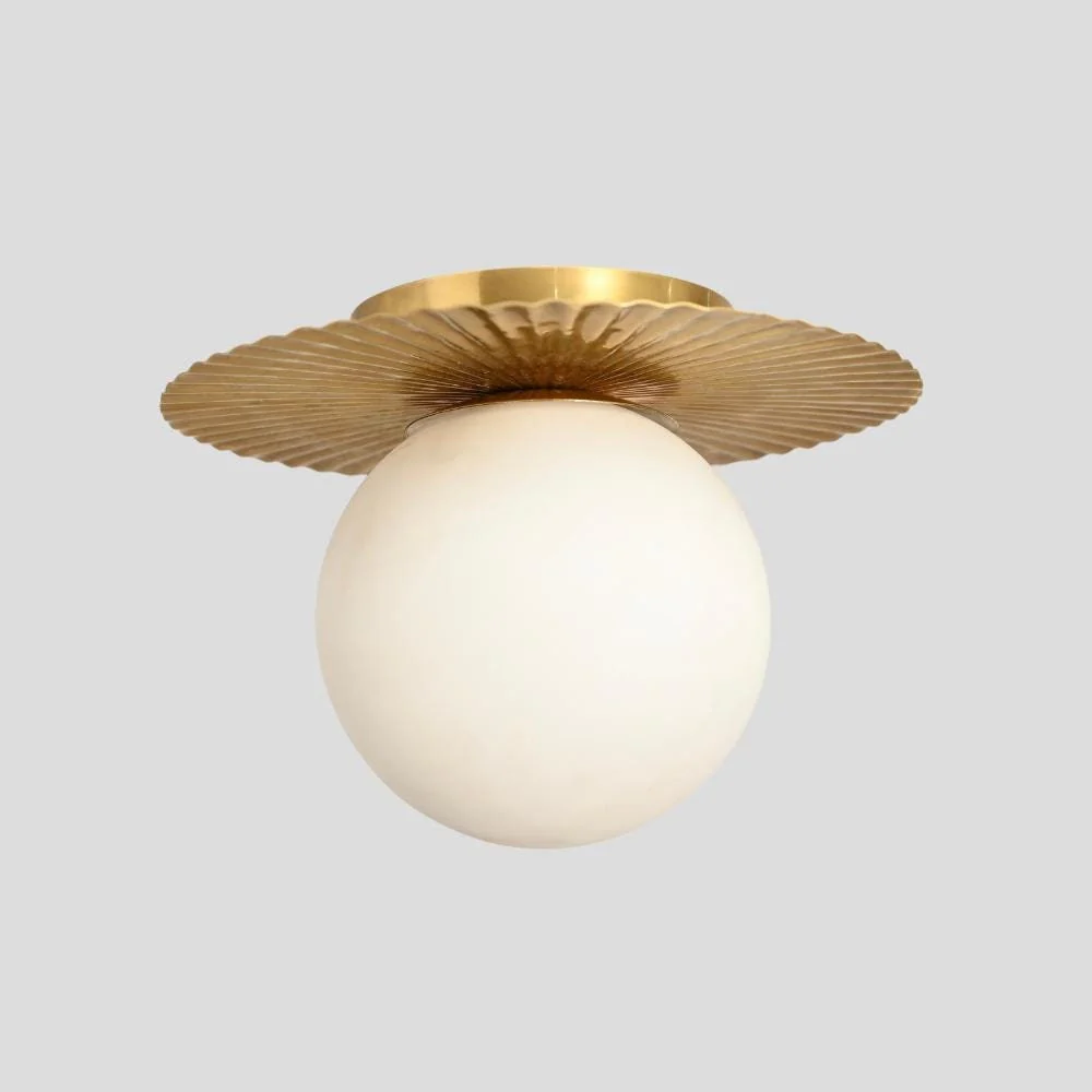 Globe Orb Brass Flush Mount - Mid Century