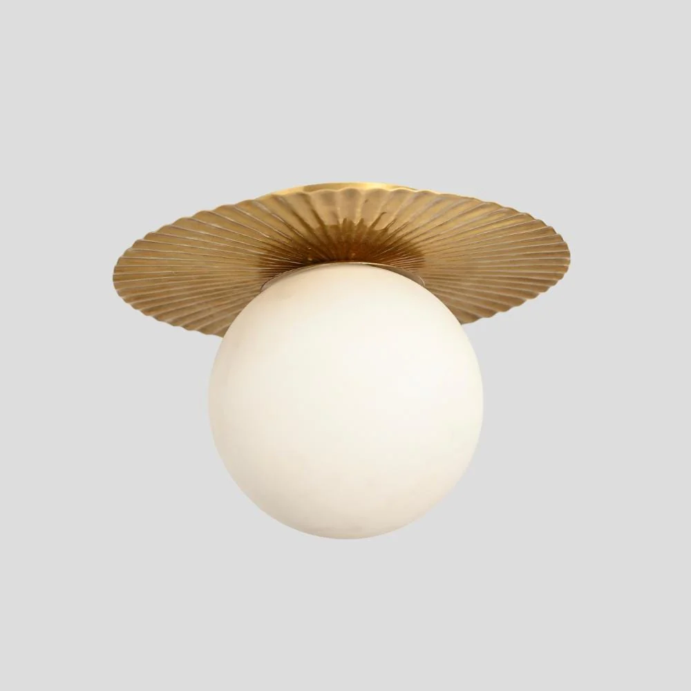 Globe Orb Brass Flush Mount - Mid Century - Image 2