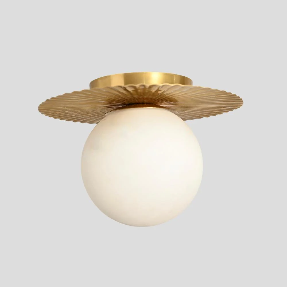 Globe Orb Brass Flush Mount - Mid Century - Image 3