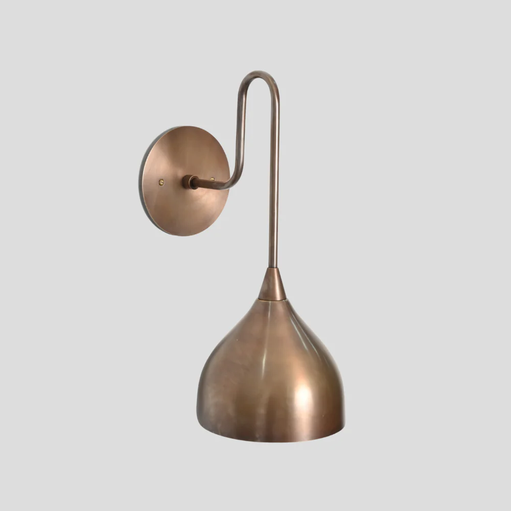Brass Curved Arm Sconce - Mid Century Wall Lamp - Image 6