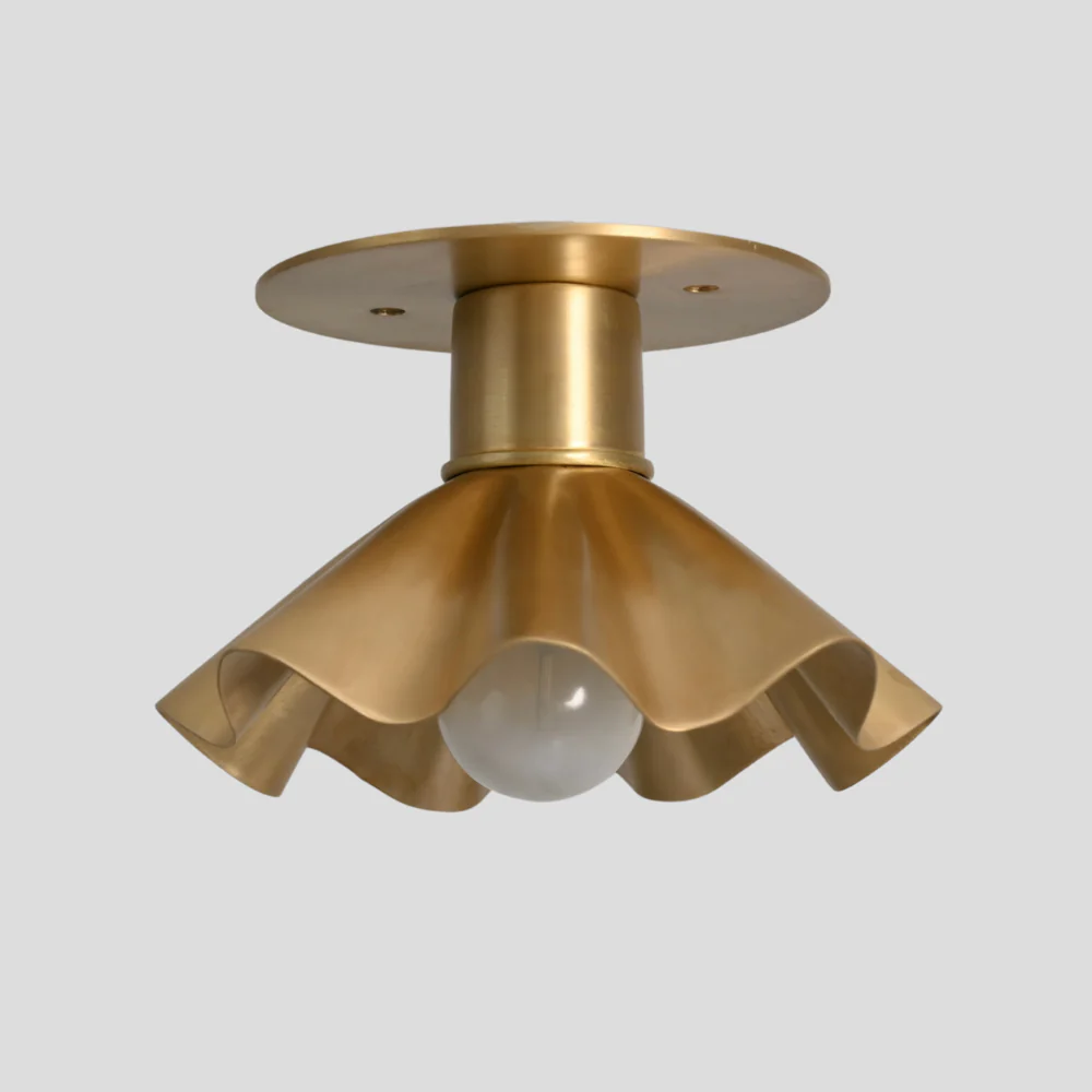 Minimalist Brass Flower Flush Mount - Modern Petal Shade Light - Image 2