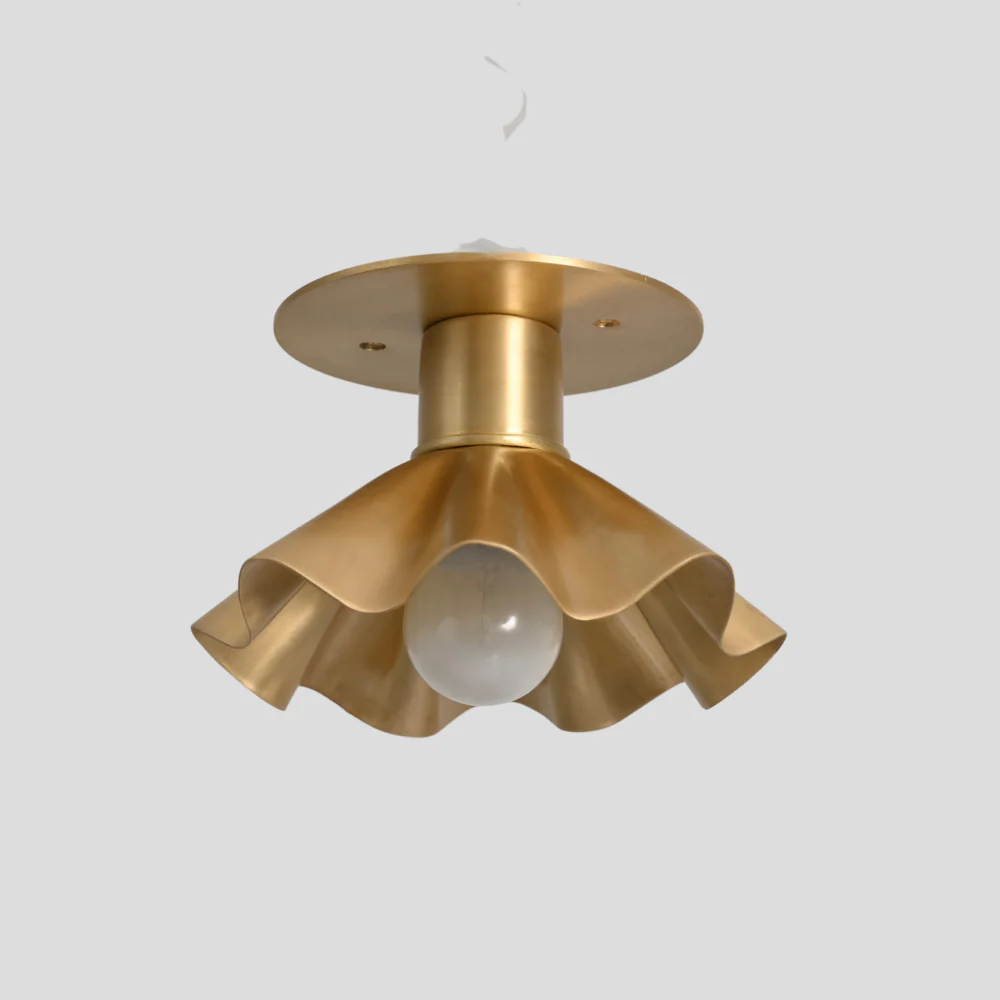 Minimalist Brass Flower Flush Mount - Modern Petal Shade Light - Image 3