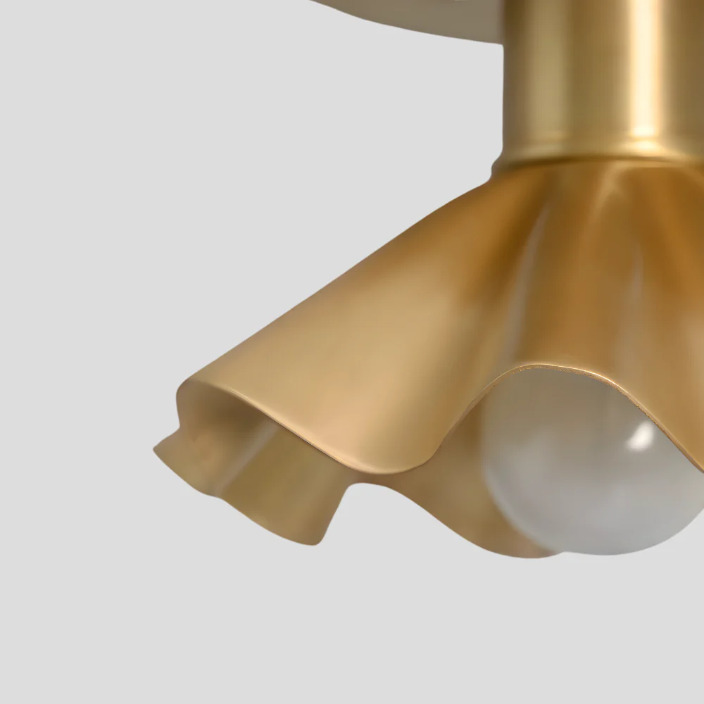 Minimalist Brass Flower Flush Mount - Modern Petal Shade Light - Image 4
