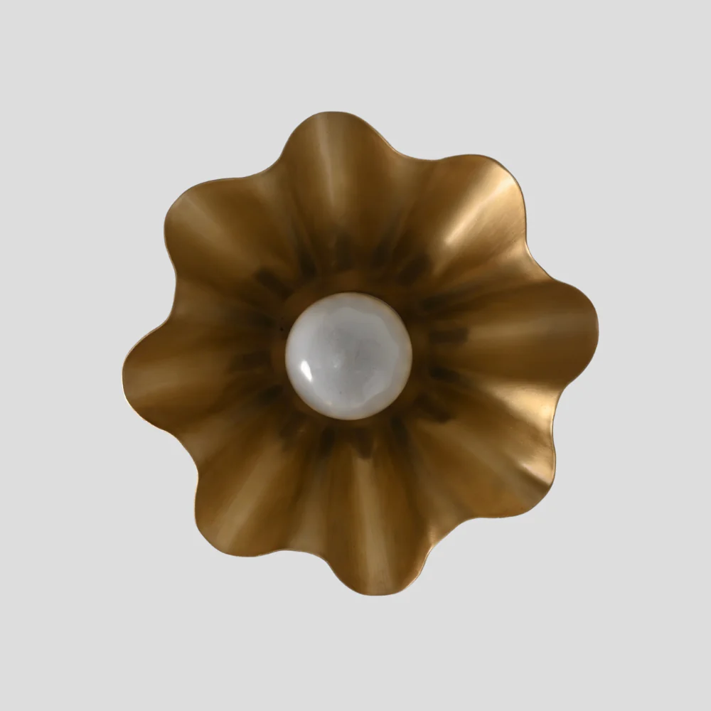 Minimalist Brass Flower Flush Mount - Modern Petal Shade Light - Image 5