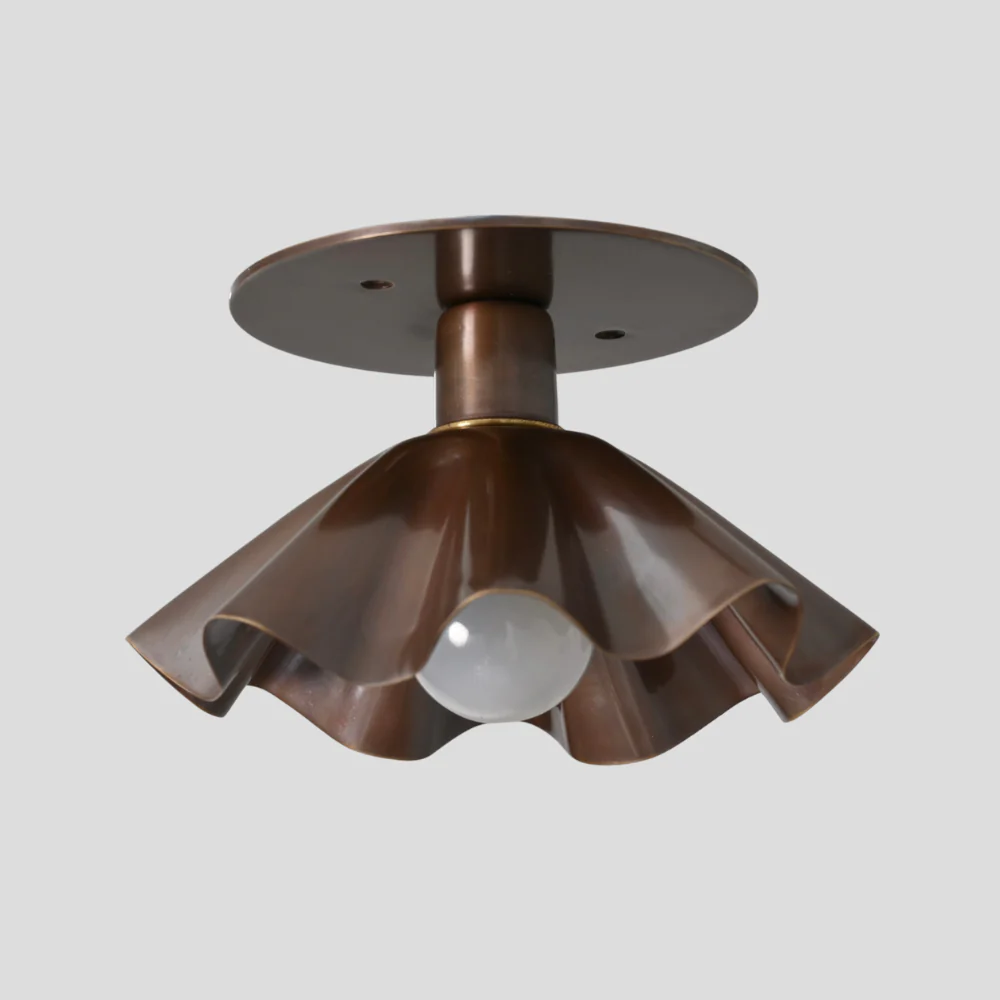 Minimalist Brass Flower Flush Mount - Modern Petal Shade Light - Image 8