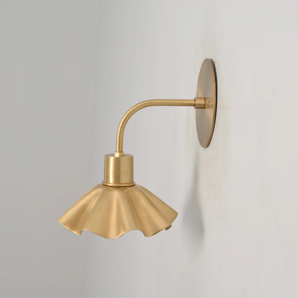 Minimalist Brass Flower Sconce - Curved Rod Wall Lamp - Image 2