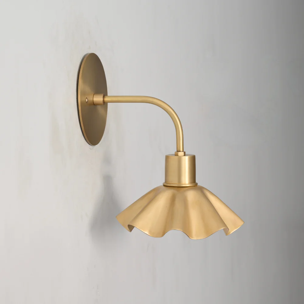 Minimalist Brass Flower Sconce - Curved Rod Wall Lamp - Image 4