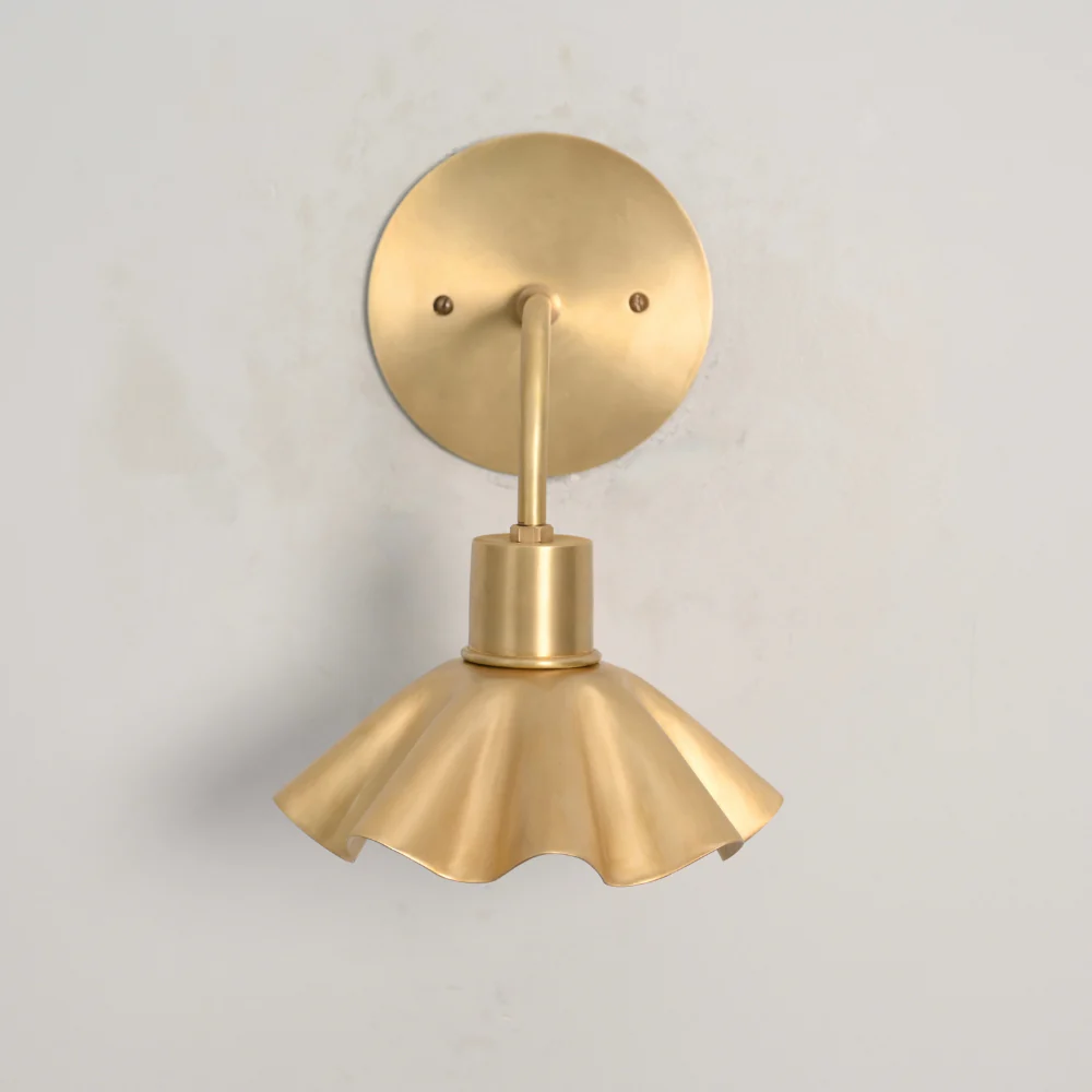 Minimalist Brass Flower Sconce - Curved Rod Wall Lamp - Image 5