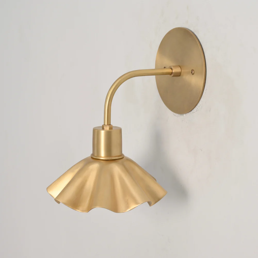 Minimalist Brass Flower Sconce - Curved Rod Wall Lamp - Image 6