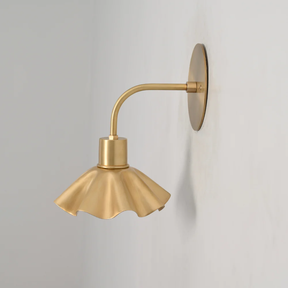 Minimalist Brass Flower Sconce - Curved Rod Wall Lamp - Image 8