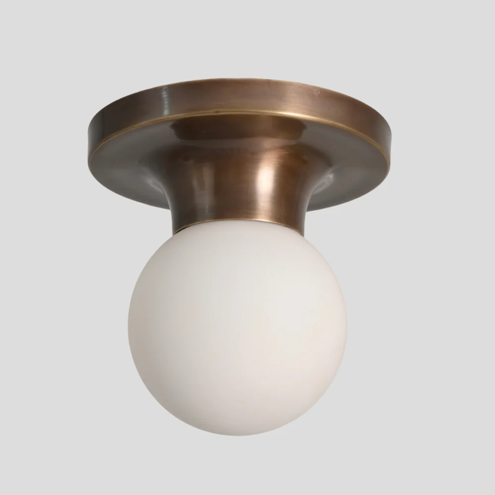 Brass Globe Flush Mount - Minimalist Ceiling Light - Image 2