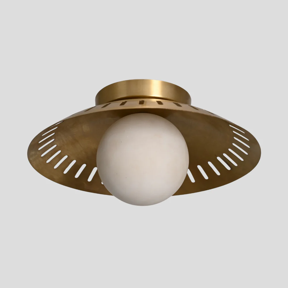 Modern Flush Mount Globe - Perforated Brass Shade - Image 2