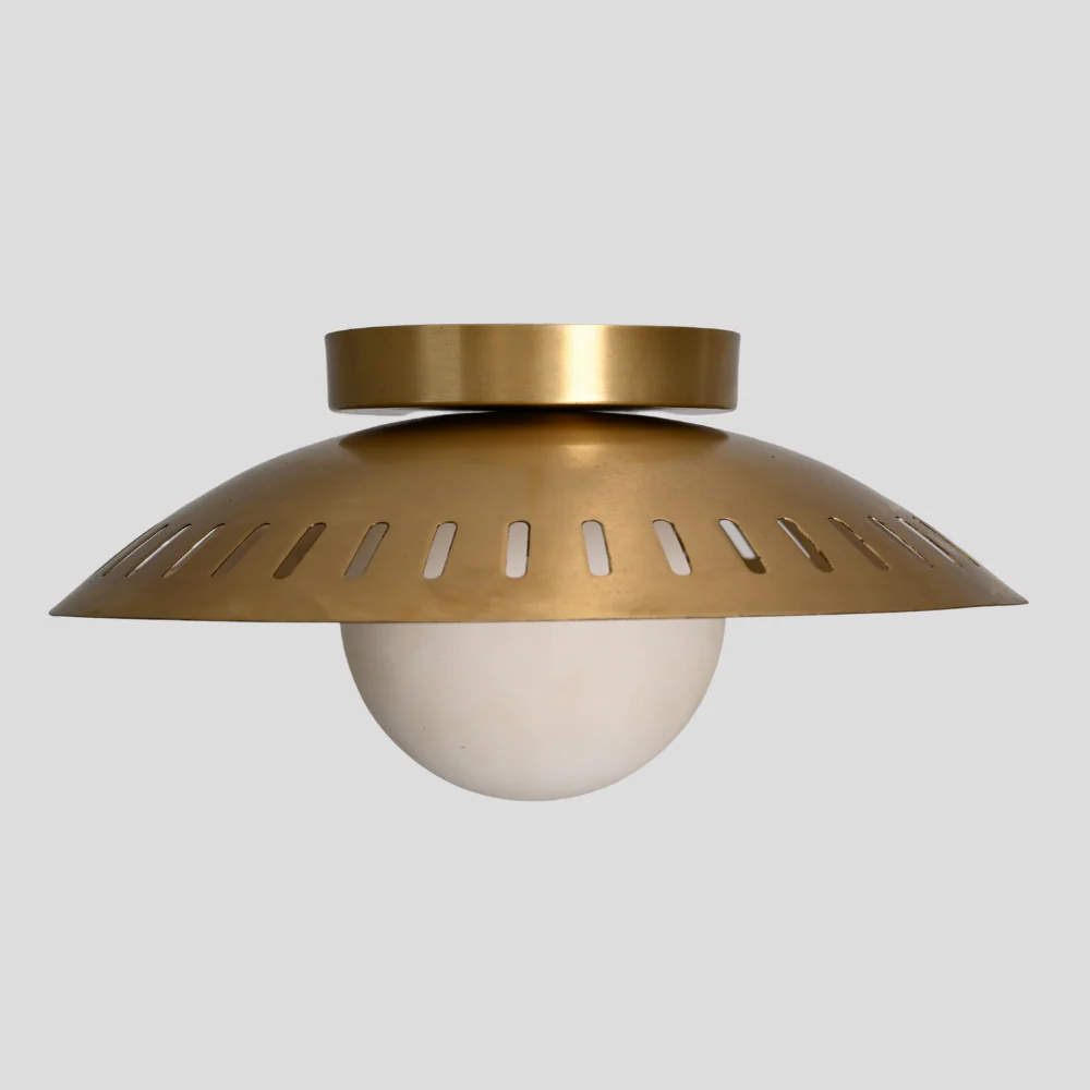 Modern Flush Mount Globe - Perforated Brass Shade - Image 5