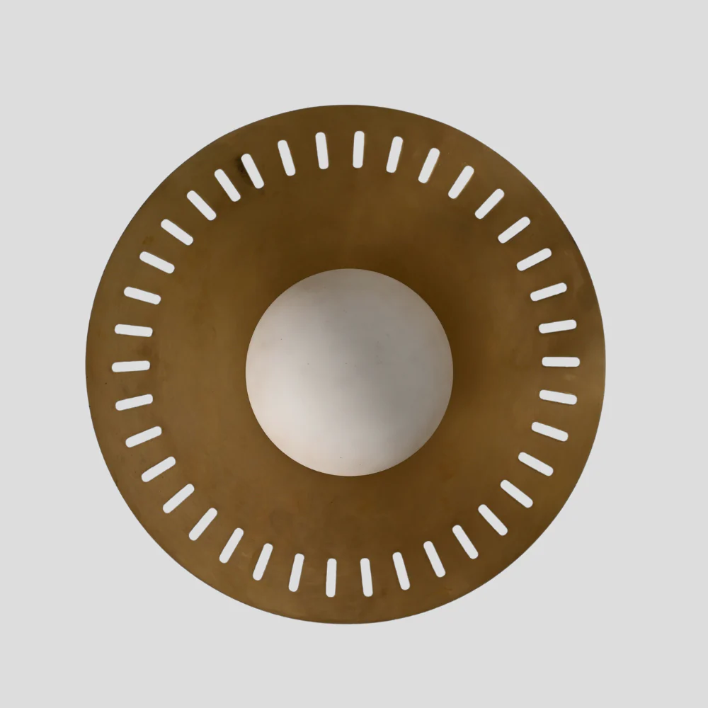 Modern Flush Mount Globe - Perforated Brass Shade - Image 6