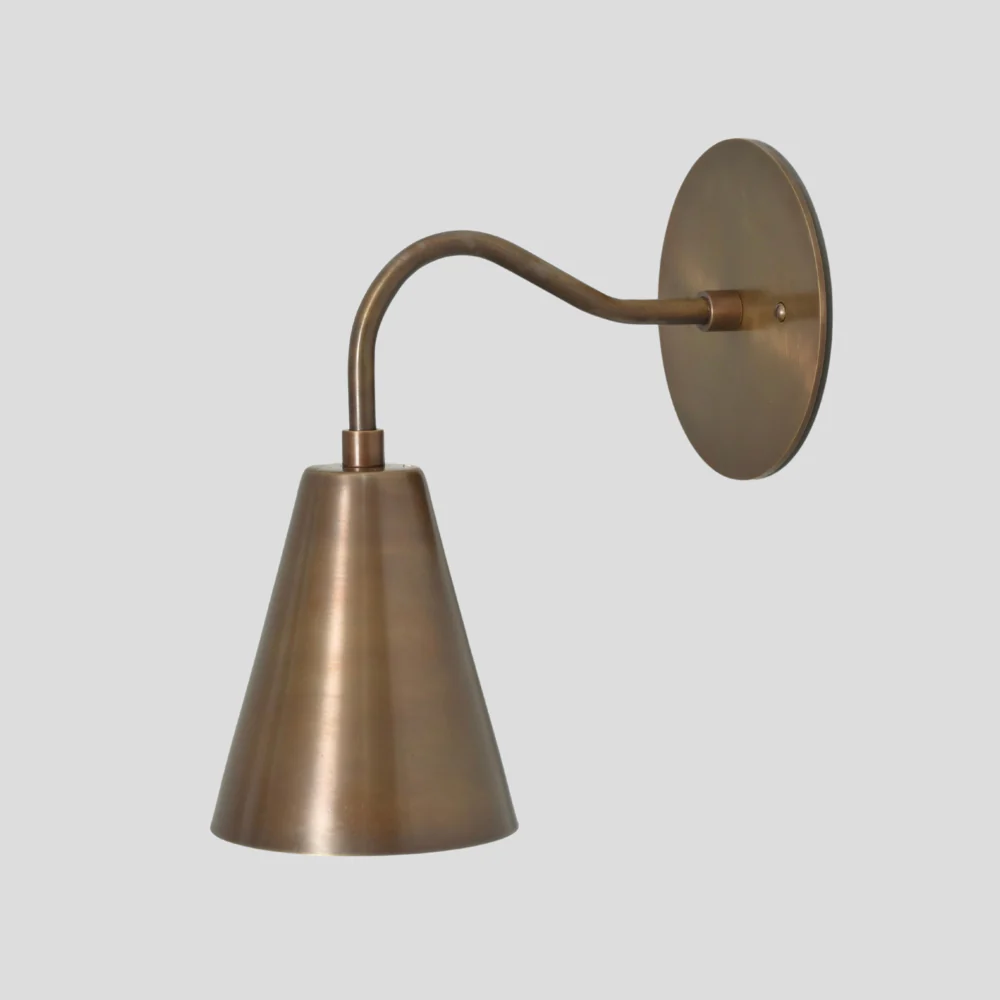 Modern Curved Shade Light - Brass Wall Sconce - Image 4