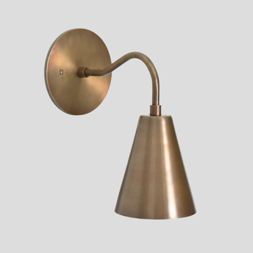 Modern Curved Shade Light - Brass Wall Sconce - Image 6