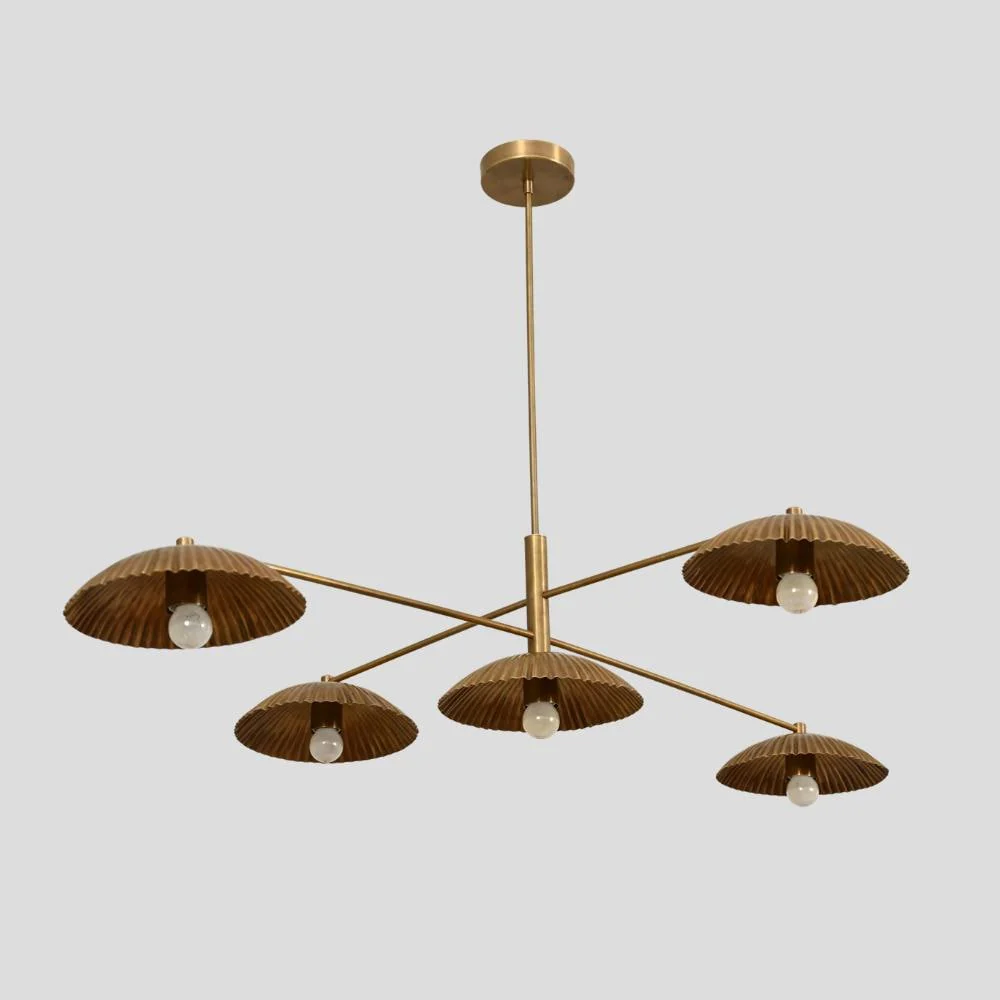 Modern Sputnik Chandelier - 5 Light Brass Pendant - Image 2