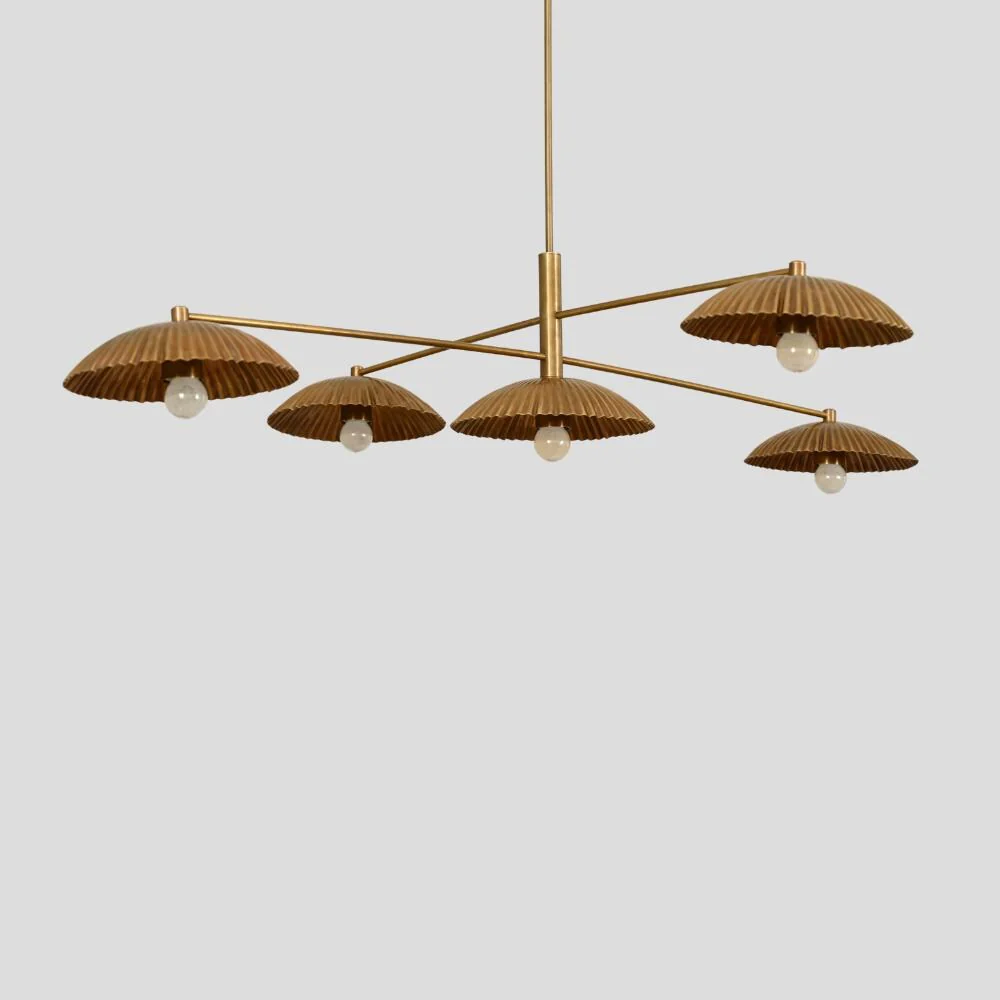 Modern Sputnik Chandelier - 5 Light Brass Pendant - Image 3
