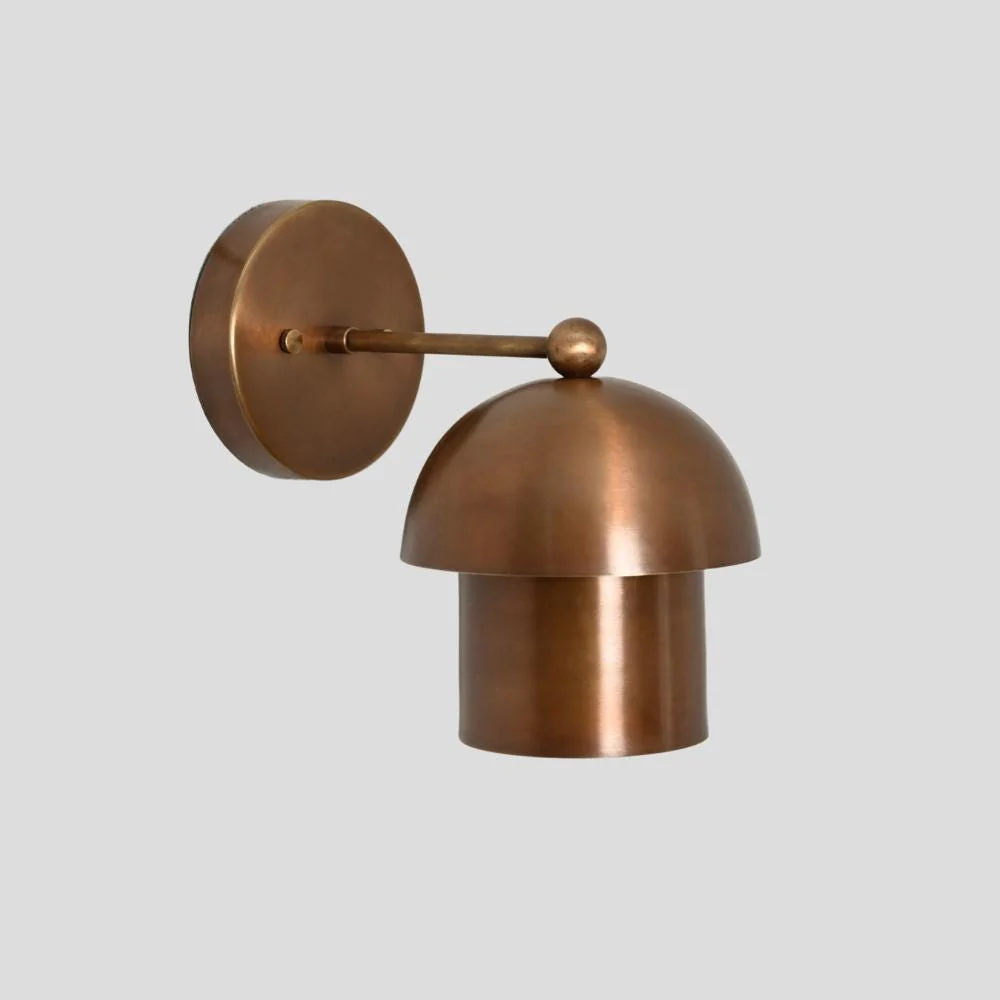 Antique Brass Minimalistic Sconce - Mushroom Wall Light
