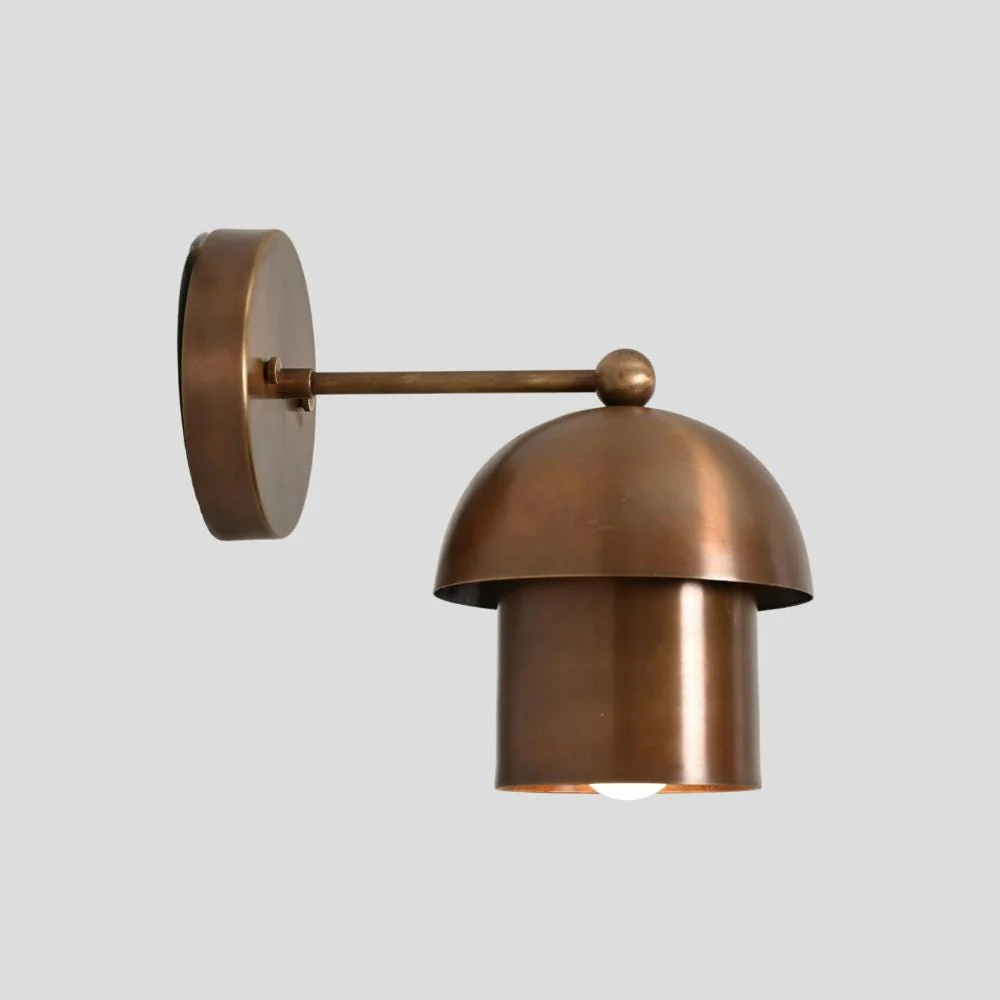 Antique Brass Minimalistic Sconce - Mushroom Wall Light - Image 2