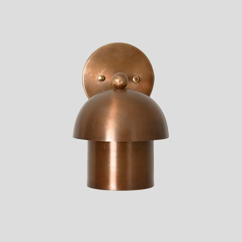 Antique Brass Minimalistic Sconce - Mushroom Wall Light - Image 3