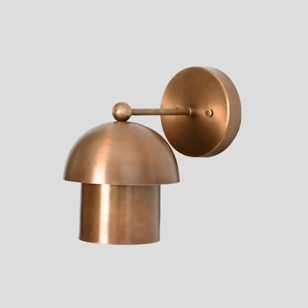 Antique Brass Minimalistic Sconce - Mushroom Wall Light - Image 4