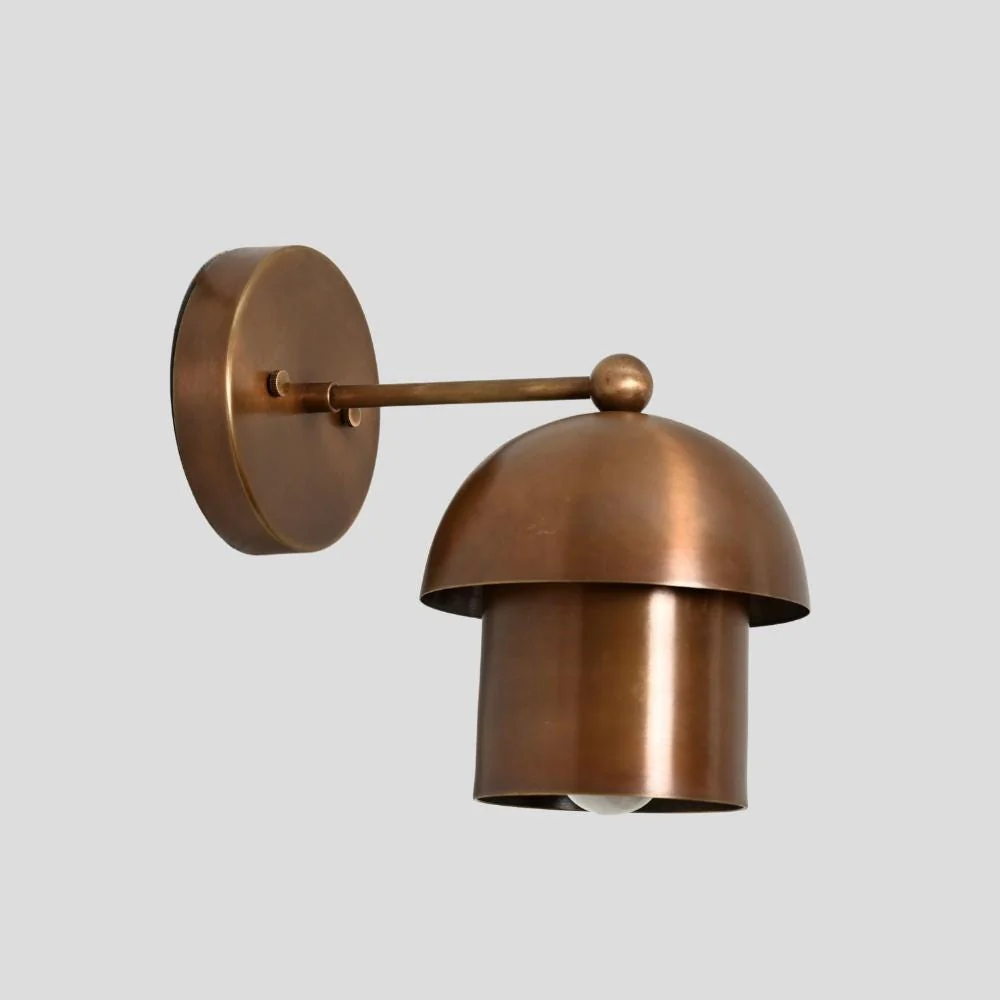 Antique Brass Minimalistic Sconce - Mushroom Wall Light - Image 5