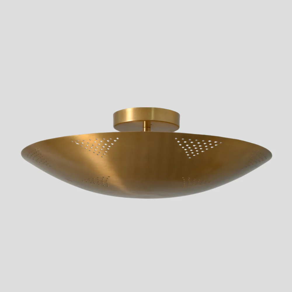 Perforated Brass Dome Chandelier - 6 Light Ceiling Light - Image 4
