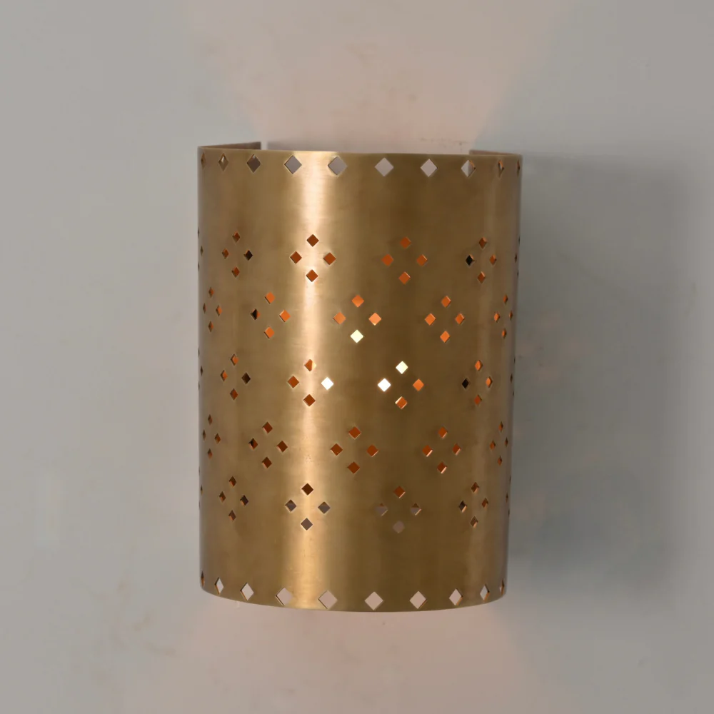 Perforated Brass Wall Sconce - Modern Curved Shade