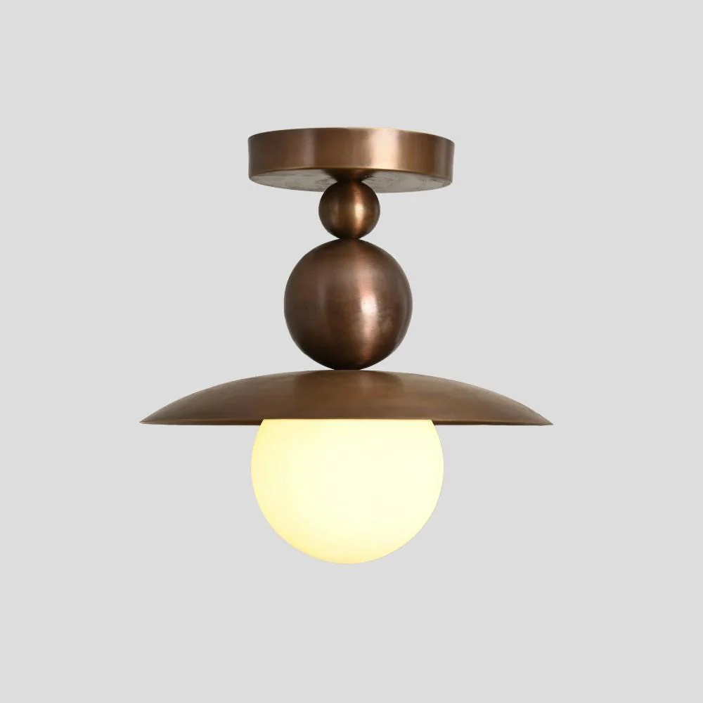 Semi Flush Mount - Brass Globe Ceiling Light - Image 4