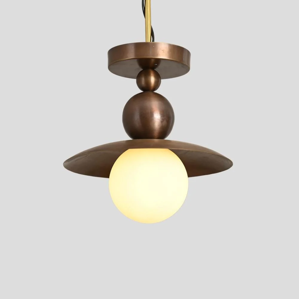Semi Flush Mount - Brass Globe Ceiling Light - Image 5