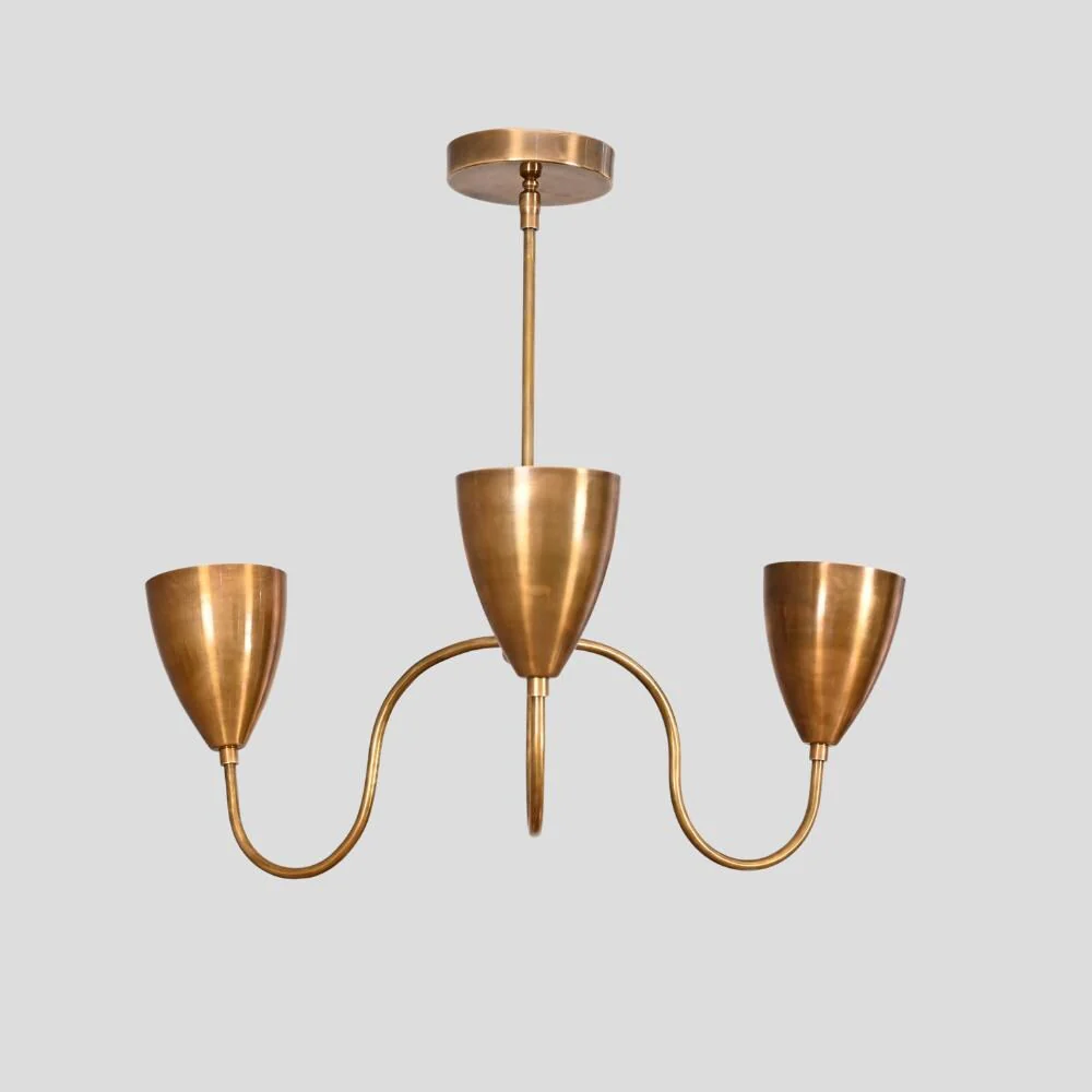 Three Arm Brass Pendant - Black Orb Sputnik Chandelier - Image 3