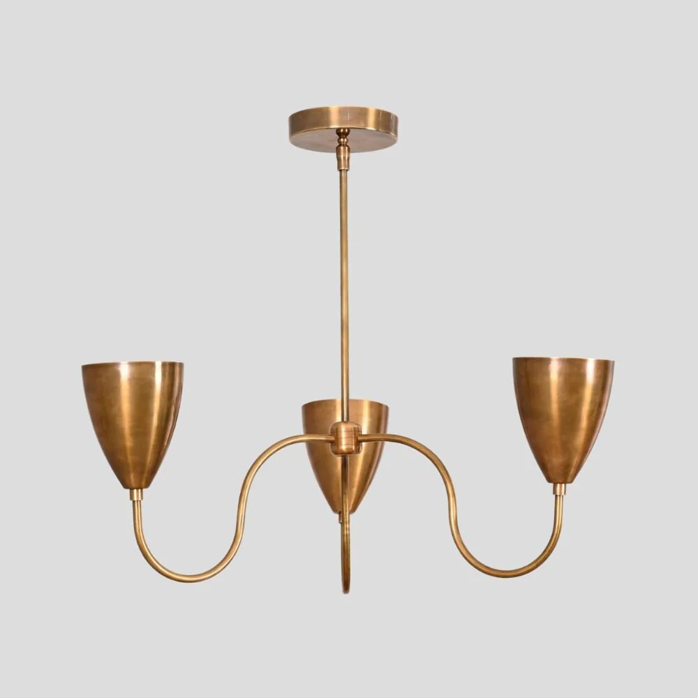 Three Arm Brass Pendant - Black Orb Sputnik Chandelier - Image 4