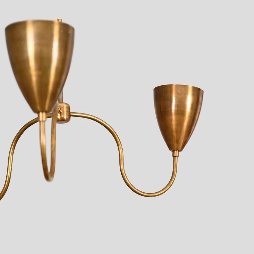Three Arm Brass Pendant - Black Orb Sputnik Chandelier - Image 5
